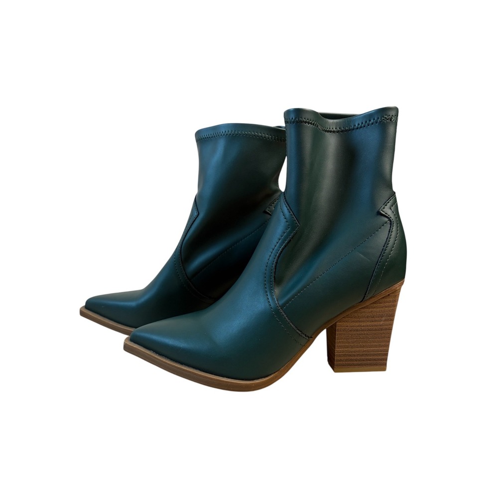 Altar'd State Green Pointed Toe Western Block Heel Ankle Boots Size 8